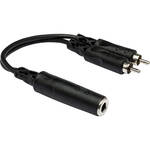 Hosa Technology Cabo Y de Fone F�mea (1/4) para 2 RCAs Macho - 6 polegadas (15,24cm)