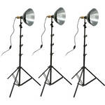 Impact Tungsten Three-Floodlight Kit with 8' Stands