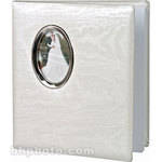 Pioneer Photo Albums Wedding Album - White Moire Fabric Cover (Silver Oval Frame)