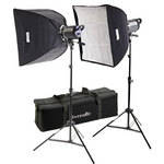 Interfit Stellar X 1000 Flash Two Monolight Twin Softbox Kit (120VAC)