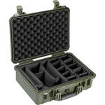 Pelican 1504 Waterproof 1500 Case with Padded Black Dividers (Olive Drab Green)