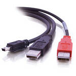 CablesToGo USB Mini-B Male to 2x USB Type-A Male Y-Cable (6')