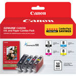 Canon CLI-8 Ink Cartridges & 4 x 6" Paper Set (4 cartridges)