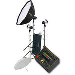 Novatron V400-D 3 FC Head Kit W/Umbrella, Softbox & Wheeled Soft Case (115VAC)