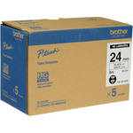 Brother Polyester Labels (24mm x 8 m Roll, Black Ink on White Labels, 5 Rolls)