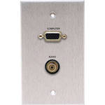 Comprehensive WP-1520-E-P-SB Single-Gang HD15/Stereo Mini Passthru Wall Plate