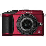 Olympus PEN E-PL2 Digital Camera (Red) W/14-42mm II Lens (Black)
