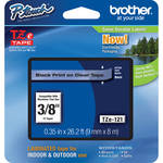 Brother TZe121 3/8" Black Print On Clear  Tape  (26.2'/8 m)