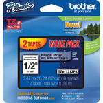 Brother TZe131 2 Pack 1/2" Black Print On Clear  Tape  (26.2'/8 m)