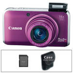 Canon PowerShot SX210 IS Digital Camera with Basic Accessory Kit (Purple)