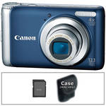 Canon PowerShot A3100 IS Digital Camera with Basic Accessory Kit (Blue)