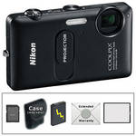 Nikon CoolPix S1200pj Digital Camera with Built-In Projector (Black) with Deluxe Accessory Kit