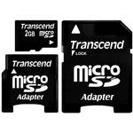 Transcend 2GB Micro SD Card with Mini SD and SD Card Adapters (Class 6)