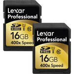 Lexar 16GB SDHC-UHS-1 MEMORY CARD (400X) 2-P