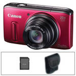 Canon PowerShot SX260 HS Digital Camera (Red) with Basic Accessory Kit