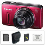 Canon PowerShot SX260 HS Digital Camera (Red) with Deluxe Accessory Kit