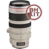 Canon 28-300mm f/3.5-5.6L IS USM AF Lens w/LensCoat Lens Cover (White) & Hoodie (Black)