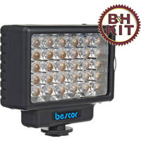 Bescor LED-35D Dimmable 35W LED Video & DSLR Light Kit w/Sony Swivel Shoe Adapter