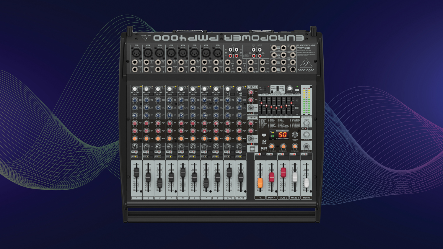 Behringer Europower PMP4000 1600W 16-Channel Powered PA Mixer with Multi-FX Processor and Feedback Eliminator