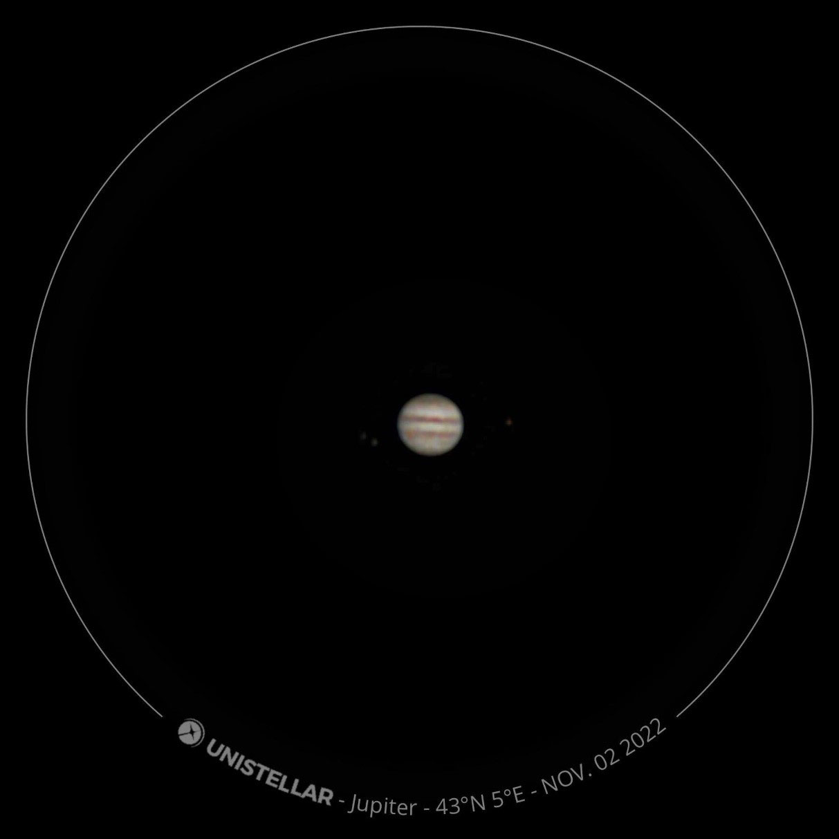 Jupiter taken with an eVscope 2. Enhanced Vision activated. 2’ exposure.
