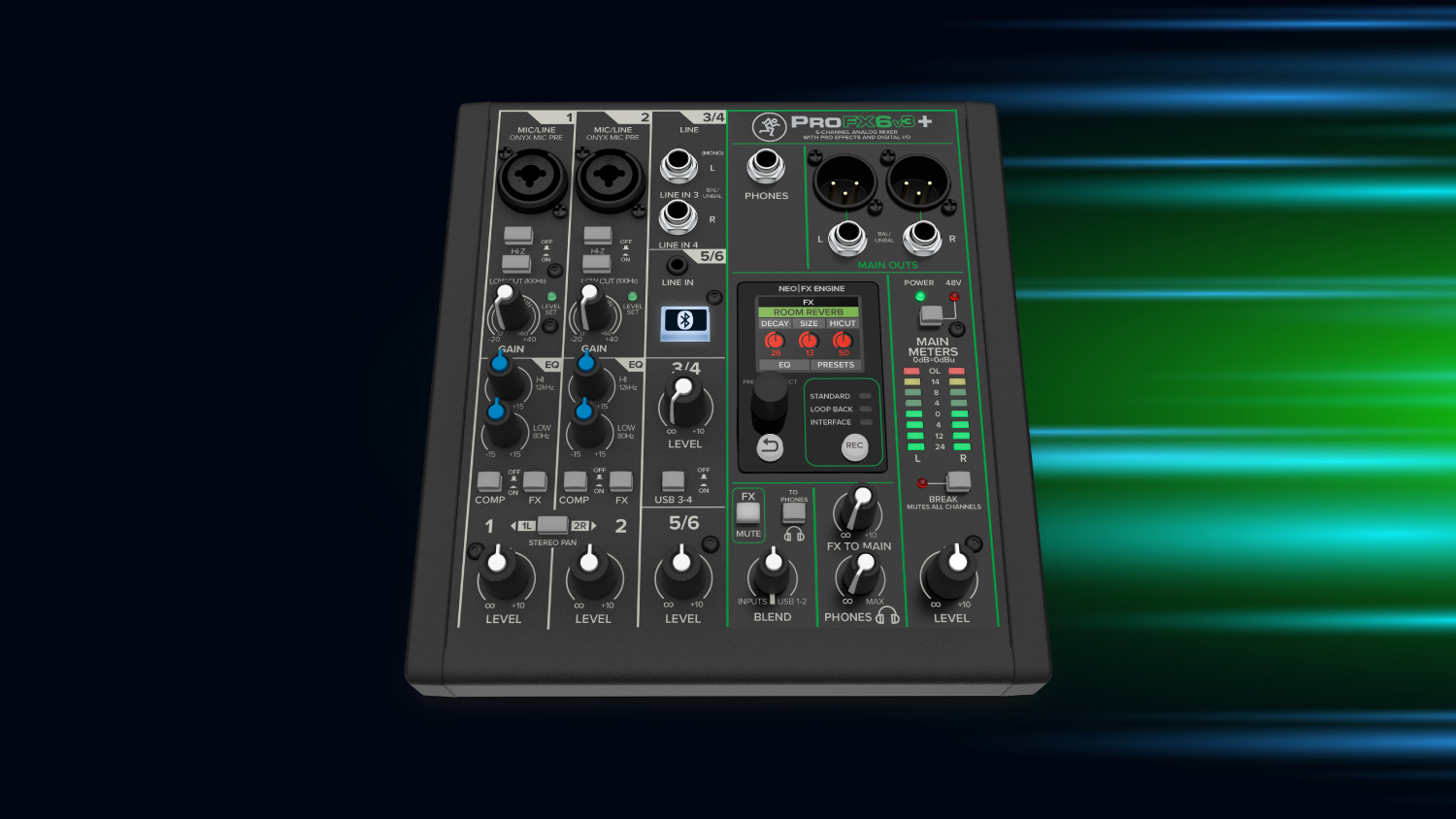 Mackie ProFX6v3+ 6-Channel Analog Mixer with Built-In FX, USB Recording, and Bluetooth Mackie ProFX6v3+ 6-Channel Analog Mixer