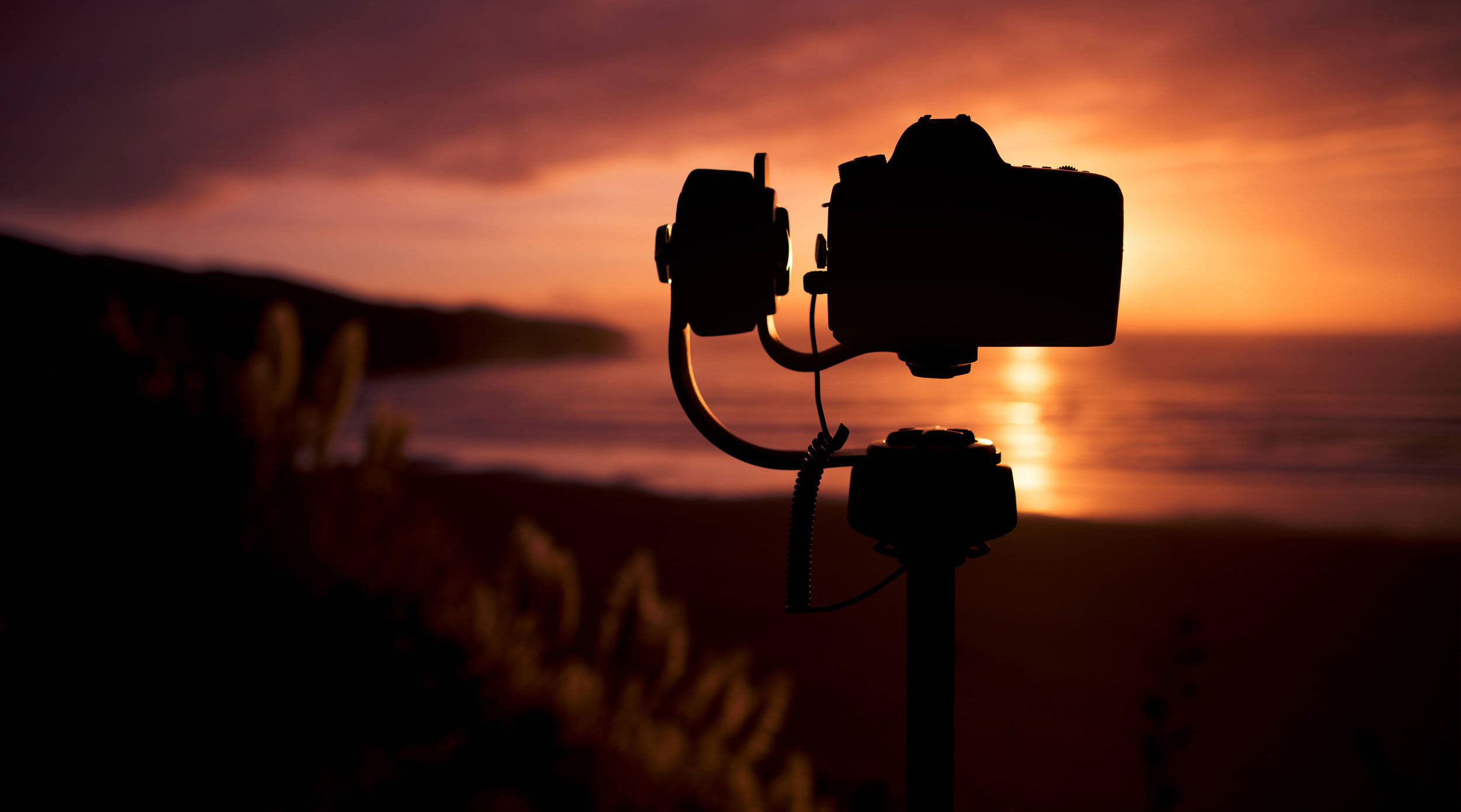 Syrp Genie Mini II Panning Motion Control System Two Genie Mini II Panning Heads with the Genie Tilt Bracket enjoying a sunset