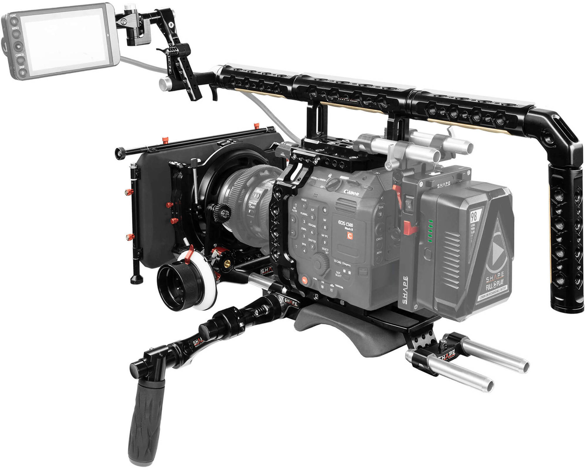 SHAPE Canon C500 Mark II Baseplate, Cage, Top Handle, Follow Focus Pro