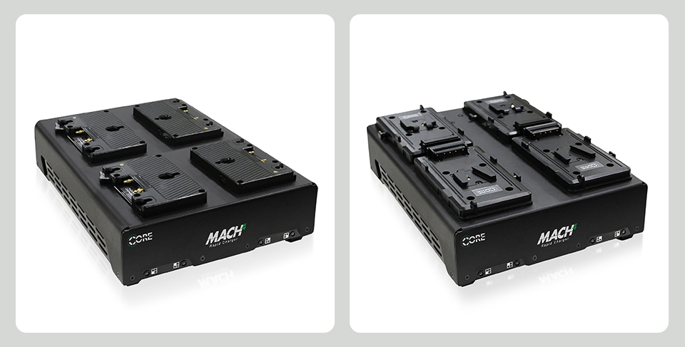 Core SWX Mach4 4-Position Charger with 4A Rapid Charge (Gold Mount and V-Mount)