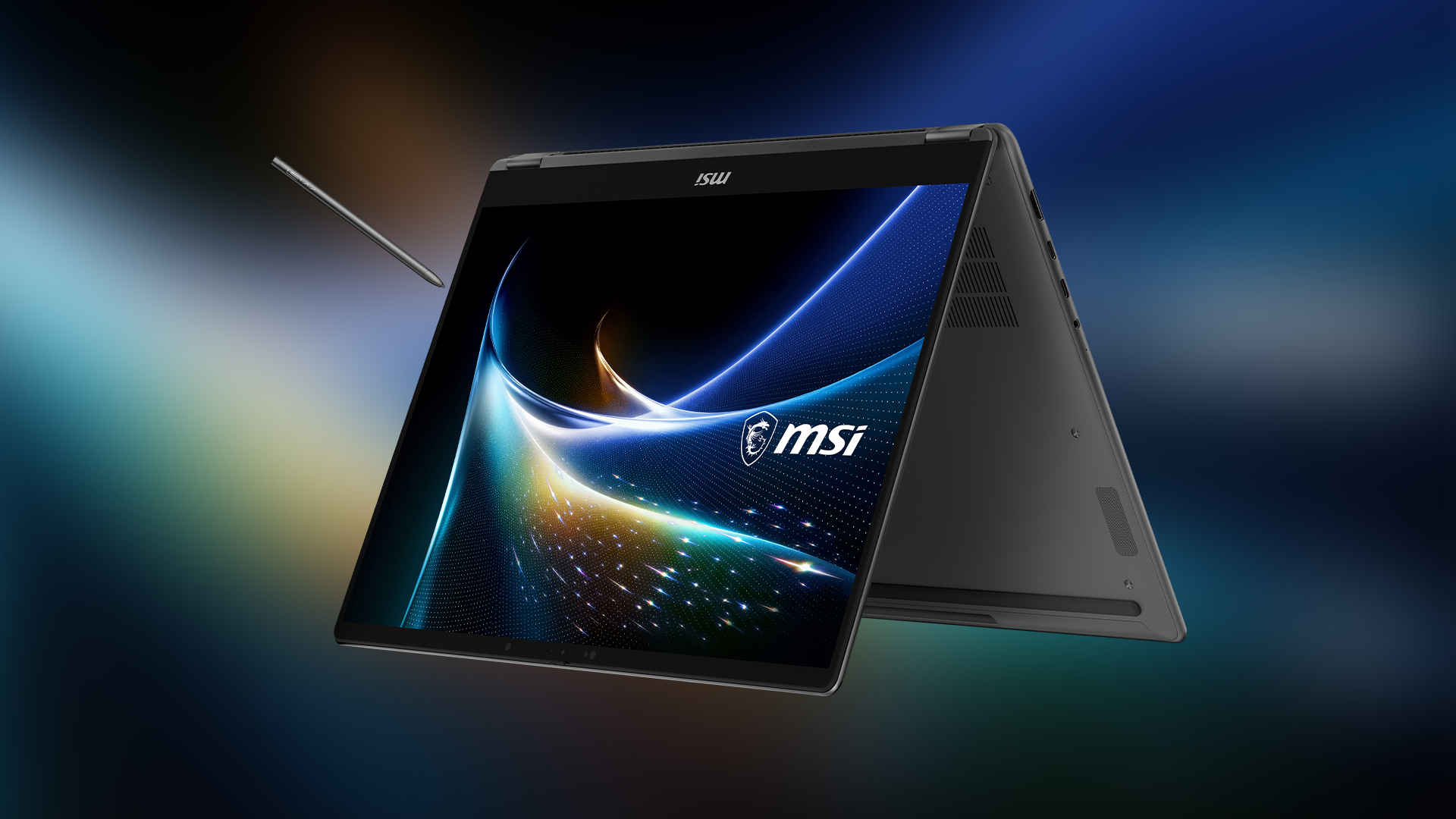 MSI Prestige N16 Flip AI+ 2-in-1 hinge and support for the MSI Nano Pen MSI Prestige N16 Flip AI+ 2-in-1 hinge and support for the MSI Nano Pen