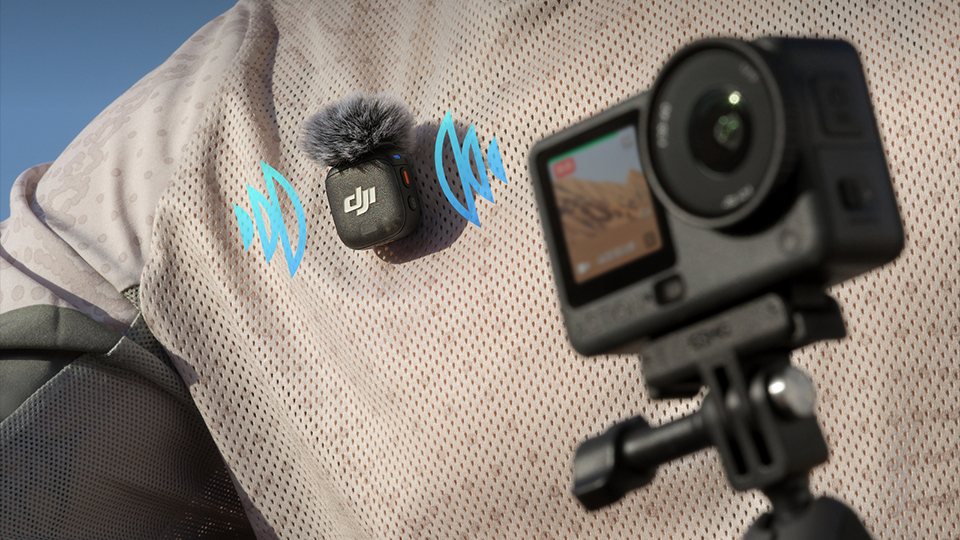 OsmoAudio Direct Connection Connects 2 DJI Mic Transmitters for high-quality audio without a receiver.