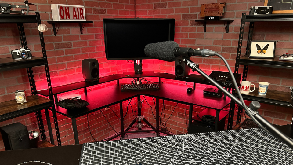 DPA Microphones 2017 Supercardioid Shotgun Microphone on a stand and connected it to a Zoom F8 multi-track recorder
