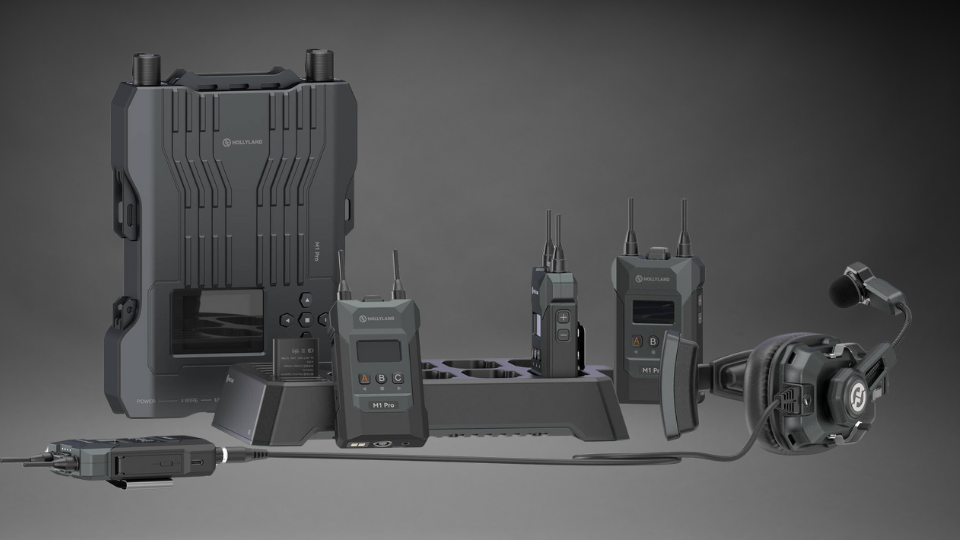 Hollyland Solidcom M1 Pro Full-Duplex Wireless Intercom System with 4 Beltpacks & Single-Ear Headsets