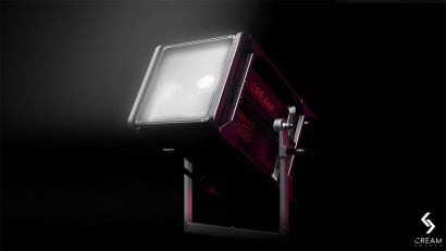 Creamsource C3 3000W Full-Color LED Fresnel Light set up on outdoor shoot