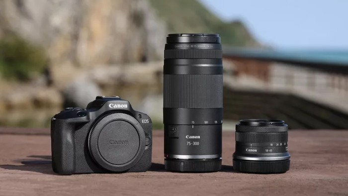 Canon EOS R100 Mirrorless Camera with 18-45mm and 75-300mm Lenses Canon EOS R100 Mirrorless Camera with 18-45mm and 75-300mm Lenses