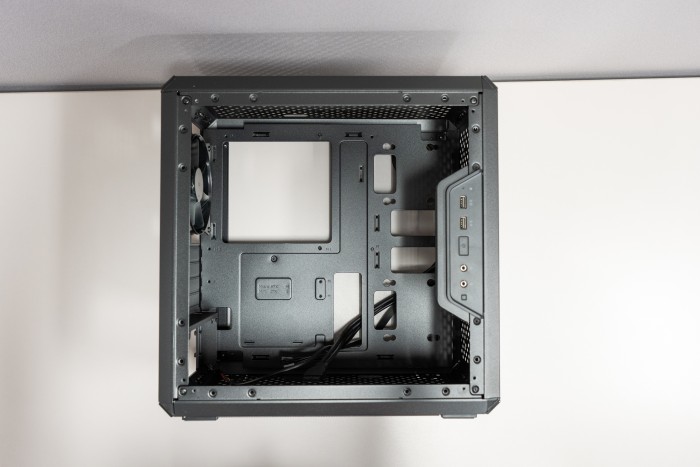 Top down view of empty PC case Top down view of empty PC case