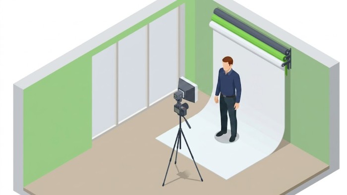 Inset lighting set up, light directly over the camera lens