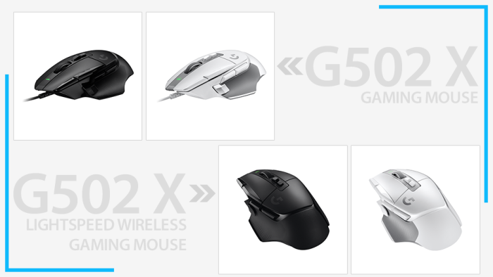 Logitech G G502 X LIGHTSPEED wireless and USB wired gaming mice Logitech G G502 X LIGHTSPEED wireless and USB wired gaming mice