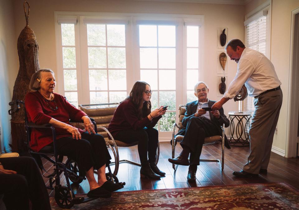 Dietschy with her father and grandparents, during a holiday visit to her parents’ home in Texas.