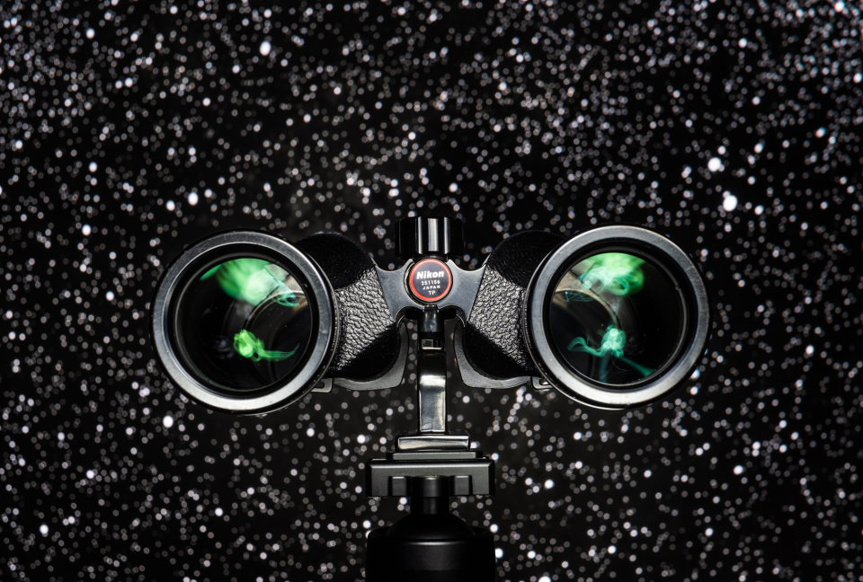 Size matters when talking about objective lenses on binoculars used for viewing the night sky. Size matters when talking about objective lenses on binoculars used for viewing the night sky.