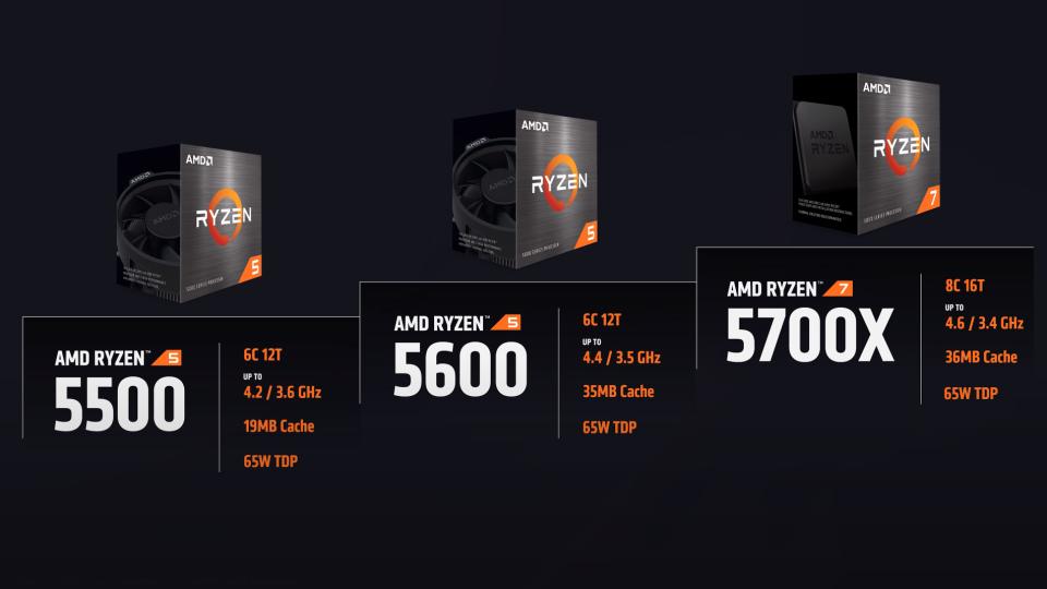 AMD Ryzen 5 5500, Ryzen 5 5600, and Ryzen 7 5700X