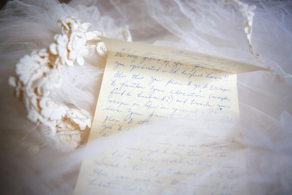 A letter McClure received from her grandmother before a backpacking trip to Europe. “She asked if I might perhaps find a husband. I was 22,” she says.