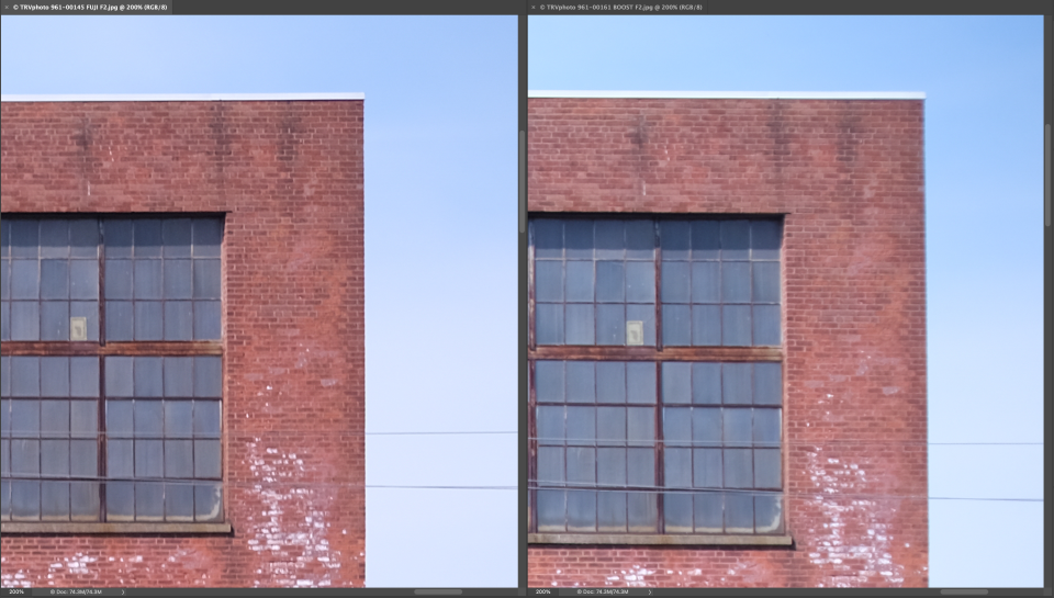 200% crop of corner with the FUJIFILM XF 35mm f/1.4 and Nikon NIKKOR 50mm f/1.2 + Zhongyi Turbo at f/2