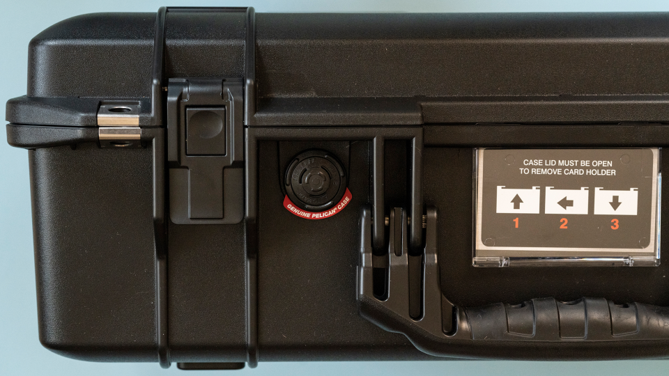Press-and-pull latches, an automatic purge valve, and movable card holder are among the features of the Air cases.