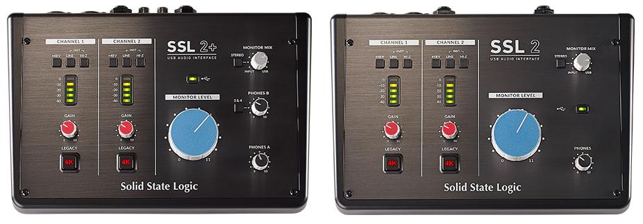 The 2-in/2-out SSL 2 and the 2-in/4-out SSL 2+ USB audio interfaces