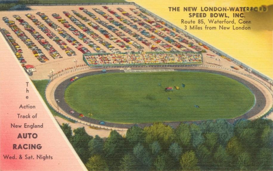 An old postcard of the New London-Waterford Speedbowl from back in the 1950s. Not much has changed over the 70 years it’s been in operation.