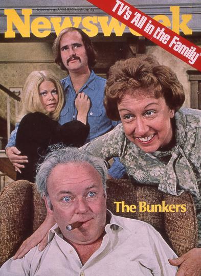 Cover of Newsweek magazine, featuring the cast of All in the Family, 1971 © Lester Sloan