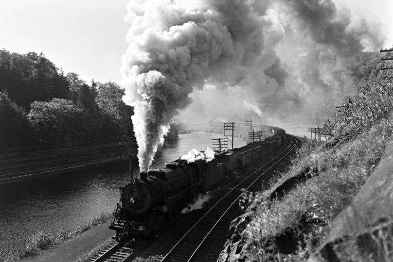 Erie Railroad freight train at Tuxedo, New York, October 22, 1944 © Donald W. Furler, courtesy Center for Railroad Photography & Art
