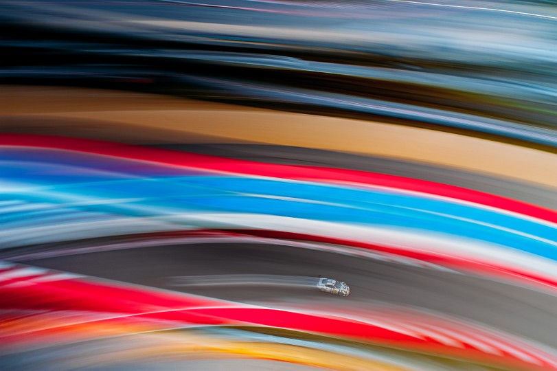 The observation tower and painted runoff areas at Circuit of the Americas make a great location for slow shutter speed panning shots. Nikon D3, ISO 100, 35 mm f/13 lens at 1/3 second.