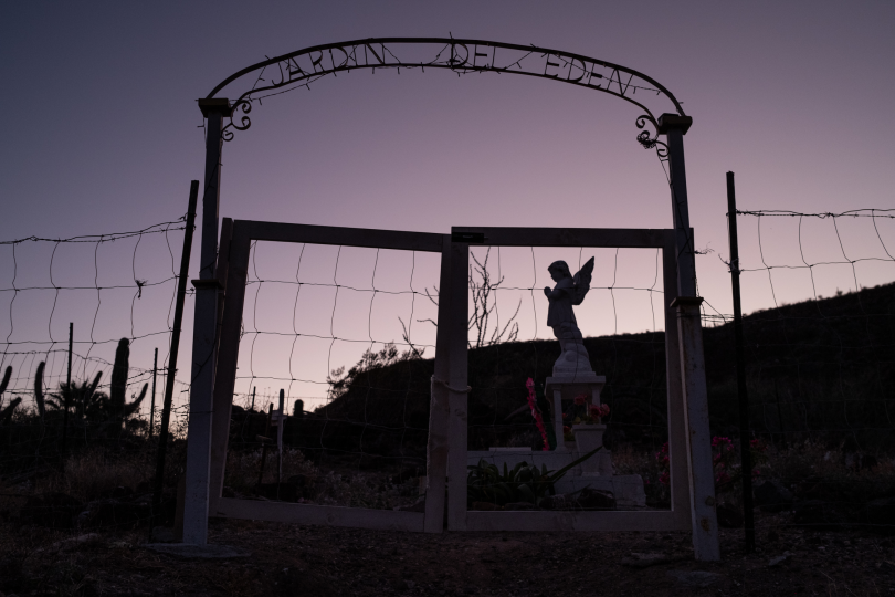 “The newest cemetery in San Jose de Gracia, Baja California, Mexico, January 17, 2021. The small community has at least four different cemeteries generationally identified. The town lost most of its population after Hurricane Lester in 1992, the biggest storm the community has faced in its history. Since 2006, the community has lost 60 members and has a population of 12 today. Photo © Sofia Aldinio