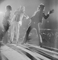 Ronnie Lane, Rod Stewart, Ron Wood from Faces, on stage